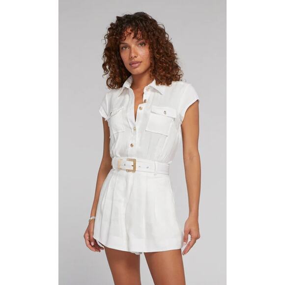 Generation Love Pants - GENERATION LOVE WOMENS SIZE 10 LINEN BLEND MORGAN ROMPER WHITE